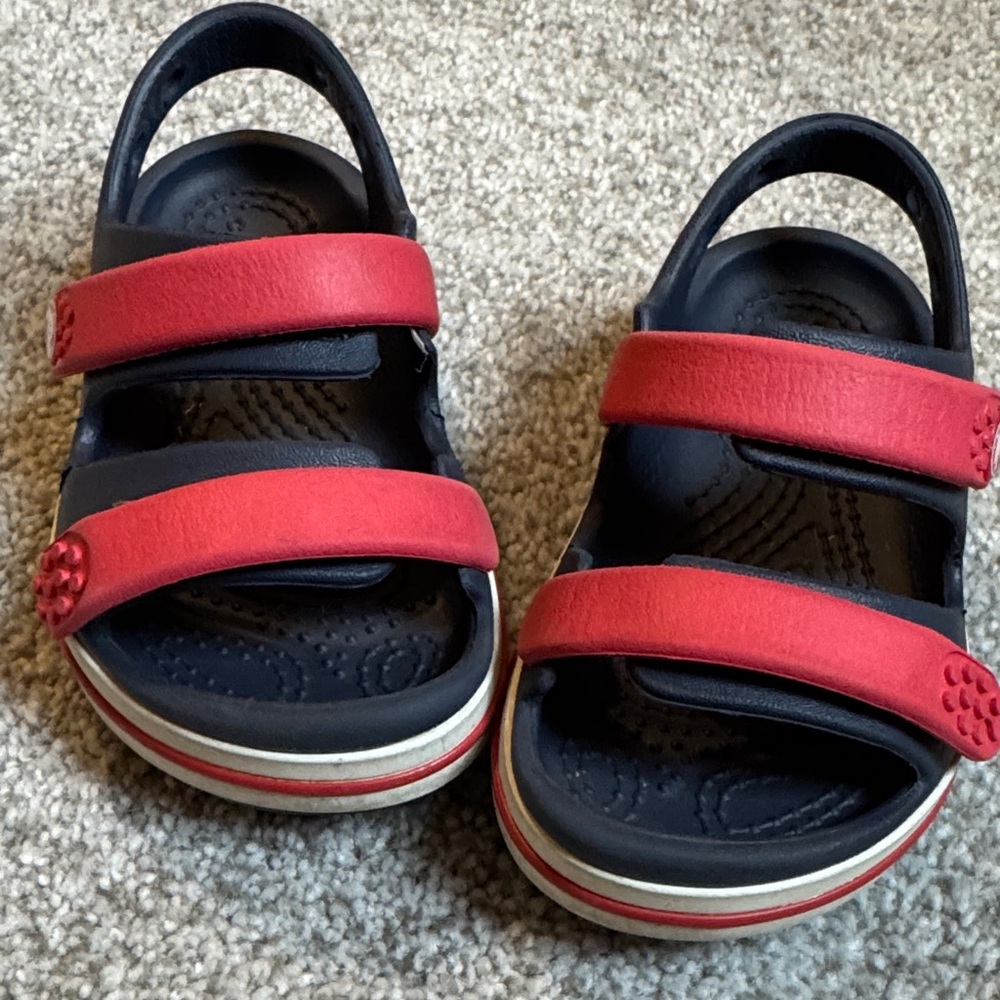 CROCS Kids Red and Black Double-Strap Sandals
